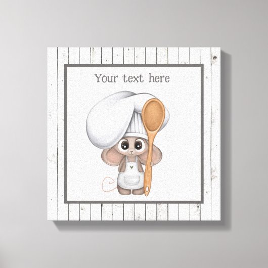 kookmuis met schattig kookgerei en tekstkeuken canvas afdruk (Voorkant)