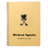 Kookmuts en lepels silhouet beige notitieboek (Voorkant)