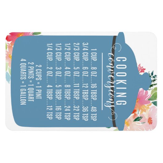 Kookomzettingstabel | Blue Jar Magnet Magneet (Horizontaal)