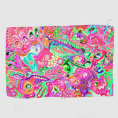 Kookpan met kleurrijke gemengde abstracte monsters golfhanddoek (Horizontaal)