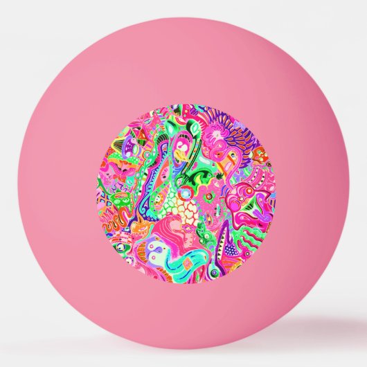 Kookpan met kleurrijke gemengde abstracte monsters pingpongbal (Achterkant)