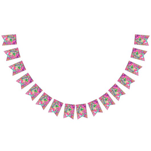 Kookpan met kleurrijke gemengde abstracte monsters vlaggetjes (Alle)