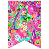 Kookpan met kleurrijke gemengde abstracte monsters vlaggetjes (Tweede vlag)