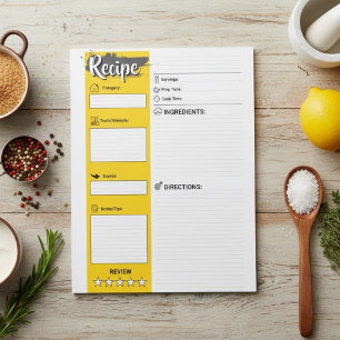 Kookpapier in groot formaat Lege receptpagina's Notitieblok