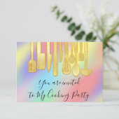 Kookpartij Chef Kitchen Holograaf Pastels Kaart (Staand voorkant)