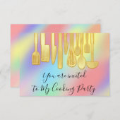 Kookpartij Chef Kitchen Holograaf Pastels Kaart (Voorkant / Achterkant)