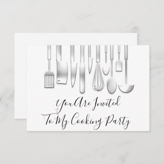 Kookpartij Chef Kitchen Restaurant White Grey Kaart (Voorkant / Achterkant)