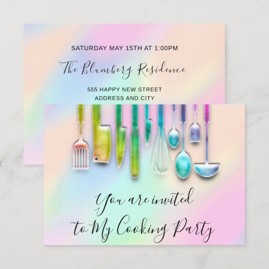 Kookpartij Koof Restaurant Kitchen Holograaf Kaart (Voorkant / Achterkant)