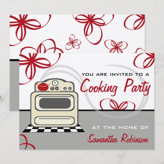 Kookpartij - Retro Stove Red Kitchen Kaart (Voorkant / Achterkant)