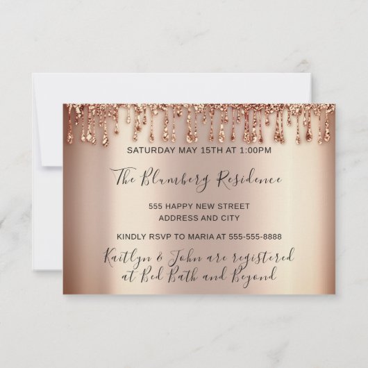 Kookpartij Tsjetsjeens keukenRoos Gold Glitter Dri Kaart (Achterkant)