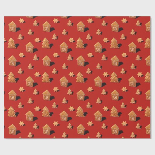 Kookpatronen in huis- en boomvorm cadeaupapier (Vlak)