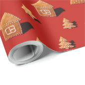 Kookpatronen in huis- en boomvorm cadeaupapier (Rol Hoek)