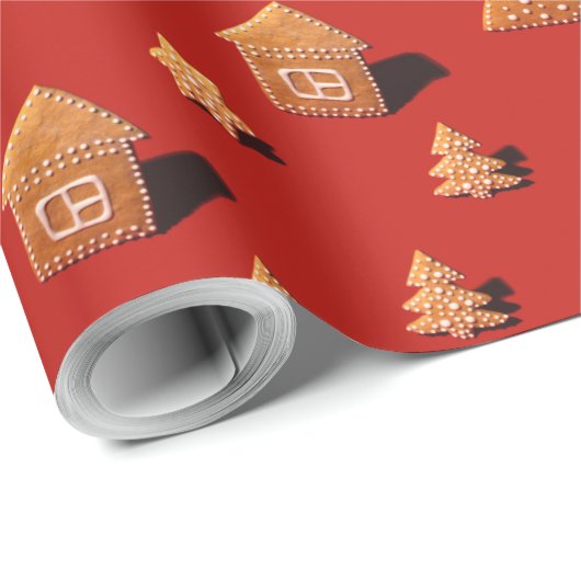 Kookpatronen in huis- en boomvorm cadeaupapier (Rol Hoek)