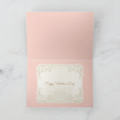 kookplaat met Gold Heart, kant en roze lint Feestdagen Kaart (Binnen)