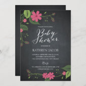 Kookplaat van Floral Baby Shower Kaart (Voorkant / Achterkant)