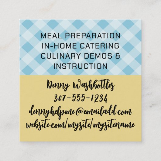 Kookpot barstende aroma's chef catering culinair vierkante visitekaartje (Achterkant)