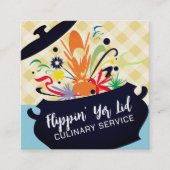 Kookpot barstende aroma's chef catering culinair vierkante visitekaartje (Voorkant)