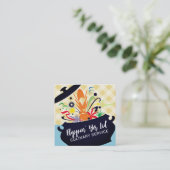 Kookpot barstende aroma's chef catering culinair vierkante visitekaartje (Staand voorkant)