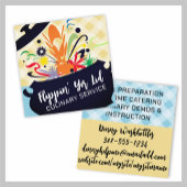 Kookpot barstende aroma's chef catering culinair vierkante visitekaartje