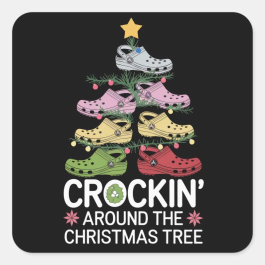 Kookpot bij de Kerstboom Vierkante Sticker (Voorkant)