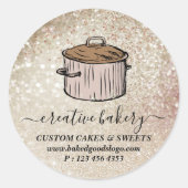 Kookpot goud gestructureerd ronde sticker (Voorkant)