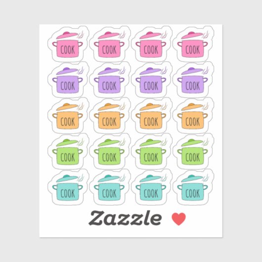 Kookpot koken en maaltijd voorbereiding Planner Sticker (Vel)