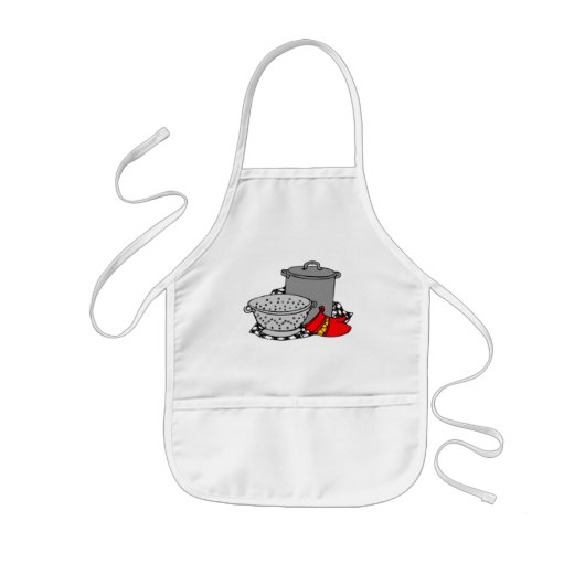 Kookpotten en strainer kinder schort (Voorkant)