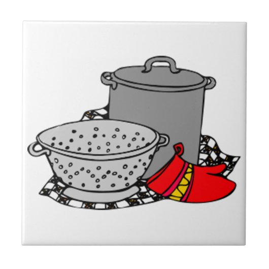 Kookpotten en strainer tegeltje (Voorkant)