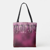 Kookroze zwarte druppels glittermonogram tote bag (Achterkant)