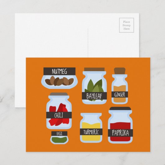 Kookstijl met kleurrijke kruiden briefkaart (Voorkant / Achterkant)