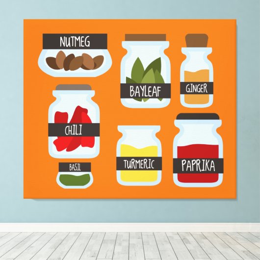 Kookstijl met kleurrijke kruiden canvas afdruk (Insitu (Houten vloer))