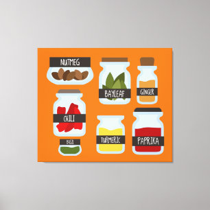 Kookstijl met kleurrijke kruiden canvas afdruk