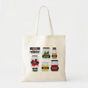 Kookstijl met kleurrijke kruiden tote bag