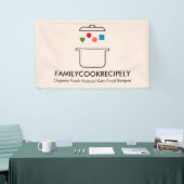 Kookt geometrisch voedsel in pot binnen keto spandoek (Beurs)