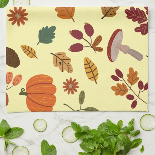 Kooktuch met herfstblad- en oogstpatroon theedoek (Gevouwen)