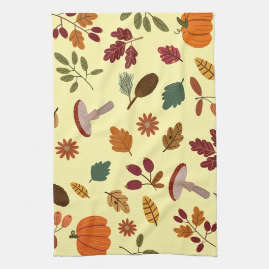 Kooktuch met herfstblad- en oogstpatroon theedoek (Verticaal)