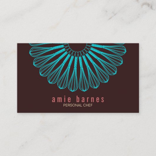 Kookvis Blue Whisk Logo Bruin Visitekaartje (Voorkant)