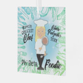 Kookvrouw met afstuderen blond haar glas ornament (Voorkant links)