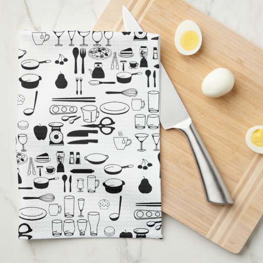 Kookware Black White Theedoek (Quarter Fold)