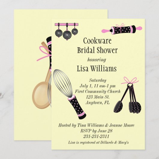 Kookware Bridal Shower Invitation Kaart (Voorkant / Achterkant)