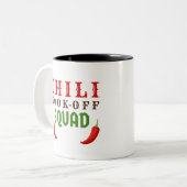 Kookwedstrijd Chili Cook Off Squad Tweekleurige Koffiemok (Voorkant links)