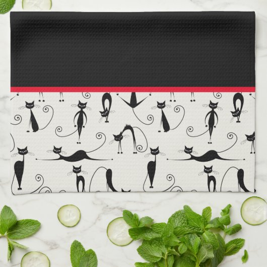 Kooky Black Cats Theedoek (Gevouwen)