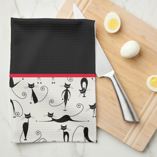 Kooky Black Cats Theedoek (Quarter Fold)