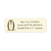 Kooky bruine uil retour adres label (Voorkant)