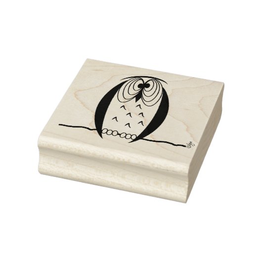 Kooky Cartoon Owl Square Wooden Rubber Art Stempel (Stempel)