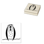 Kooky Cartoon Owl Square Wooden Rubber Art Stempel (Gestempeld)