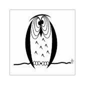 Kooky Cartoon Owl Square Wooden Rubber Art Stempel (Afrduk)