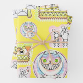 Kooky Cats and Odd Dogs Wrapping Paper Sheet Set (In situ)
