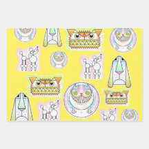 Kooky Cats and Odd Dogs Wrapping Paper Sheet Set