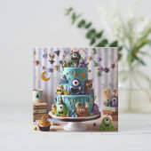 KOOKY MONSTERS VERSIERD KINDEREN VERJAARDAGSTAART KAART (Staand voorkant)